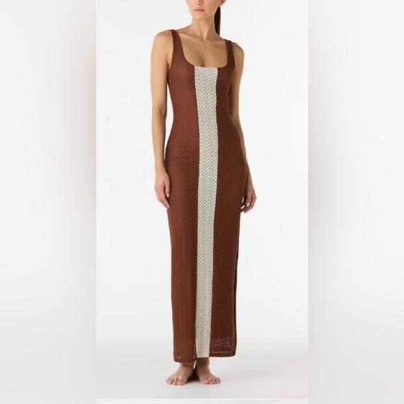 NWT Size L - Palmacea Fara Brown/Ivory Textured Maxi Dress - Picture 4 of 16